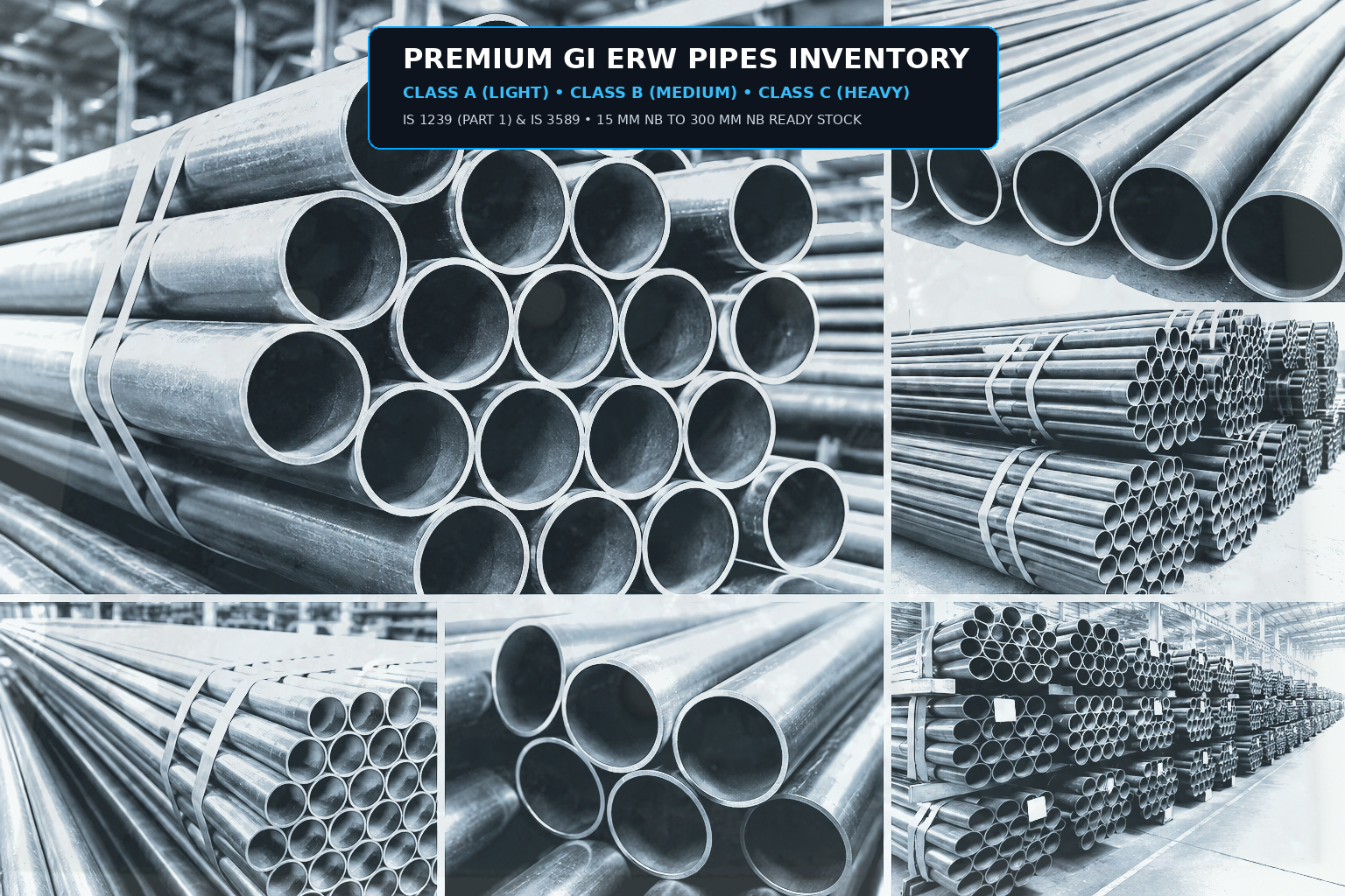 Heavy structural Galvanized Iron ERW Pipes inventory stock - gipipes.com